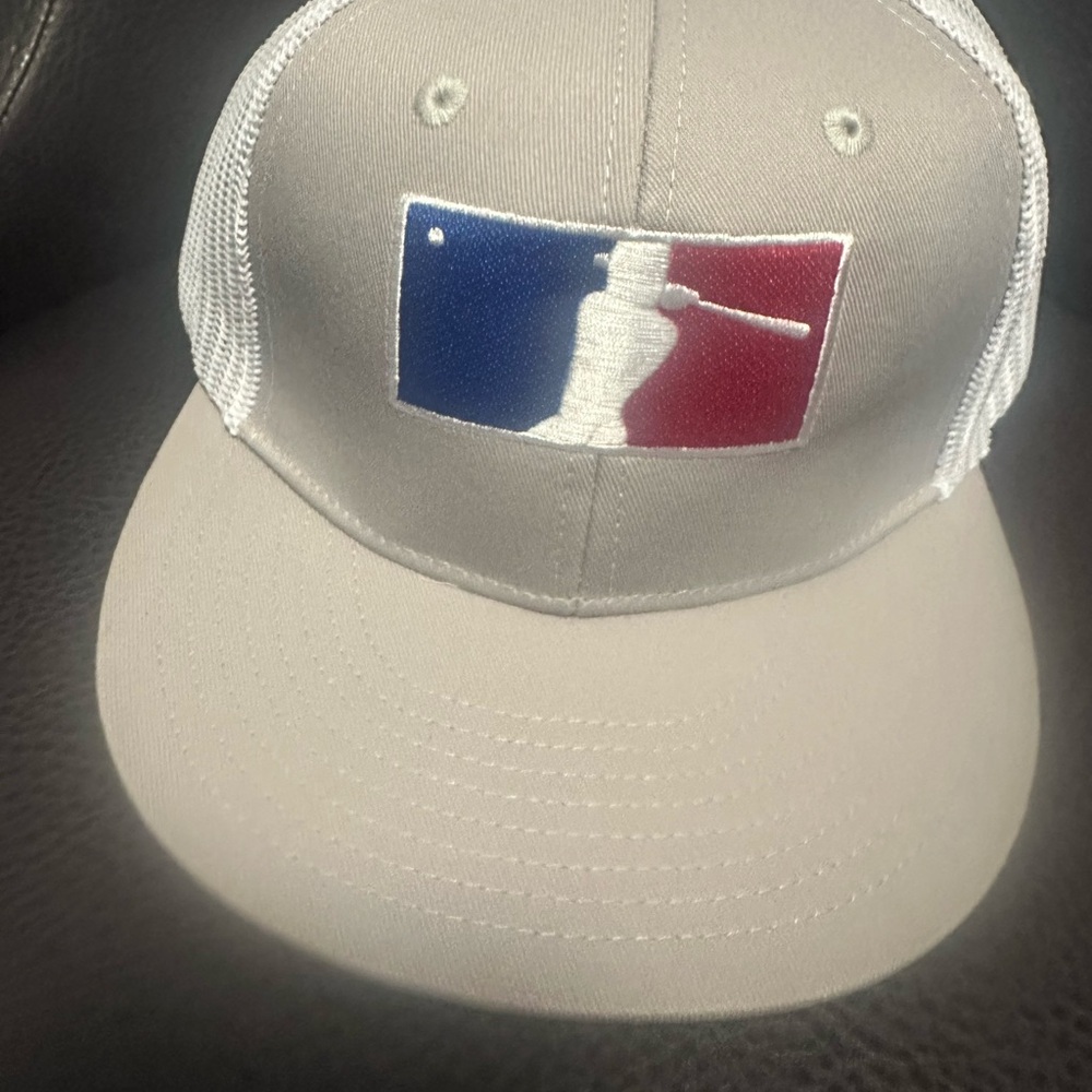 Port authority baseball trucker hat gray white mesh SnapBack